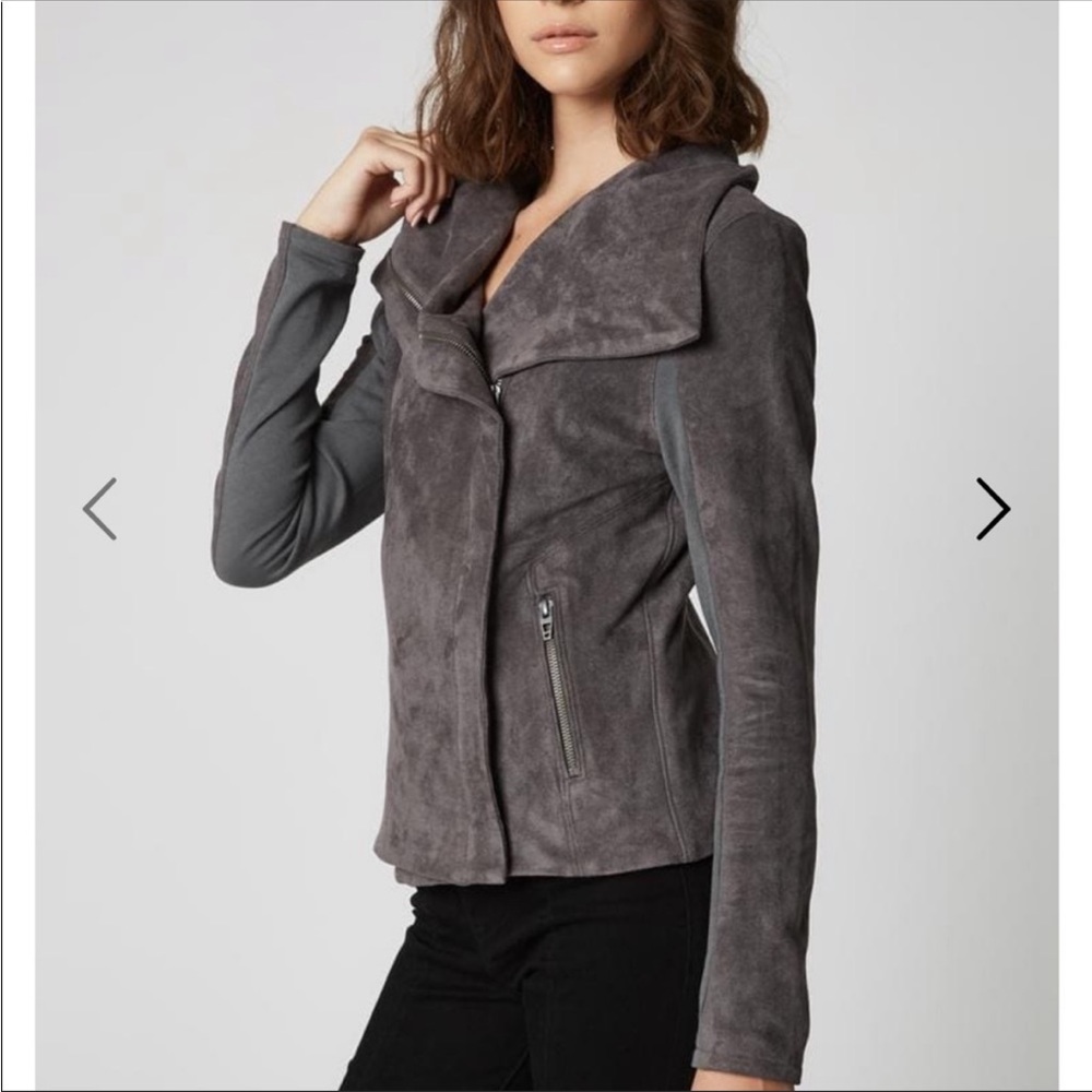 Blank NYC Faux Suede Gray Moto Jacket Sz Medium - Picture 11 of 14